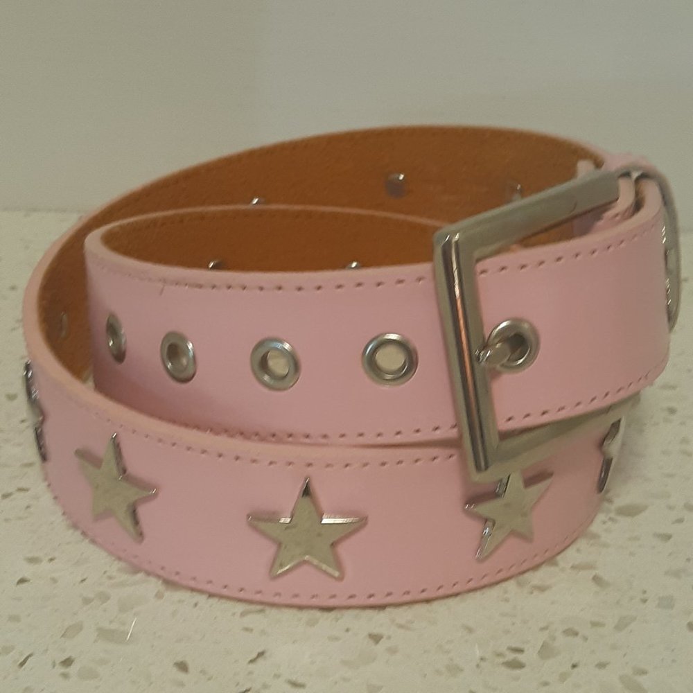 🦋Pink Leather Belt w Star Detail